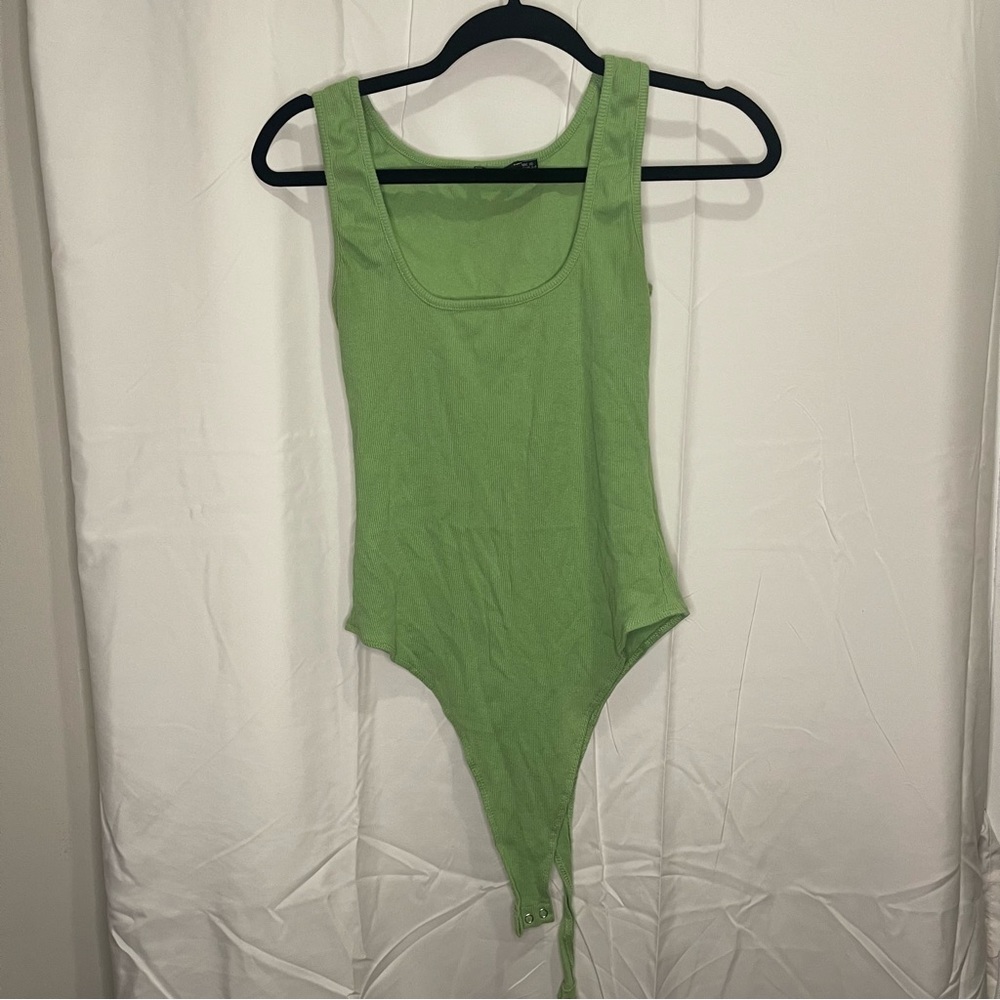 Green ribbed bodysuit